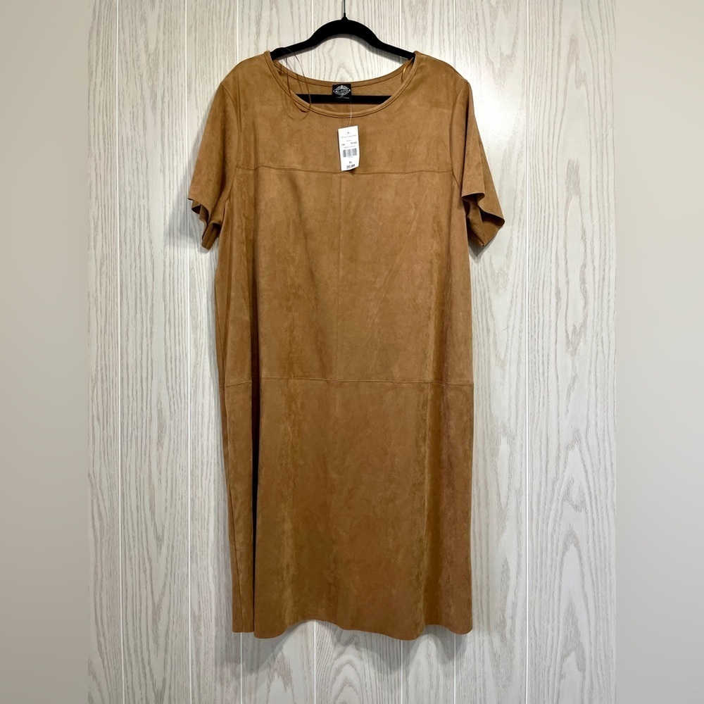 Cal Style Dress, Brown Faux Suede, A-Line Sheath, Size XL, Knee Length NWT